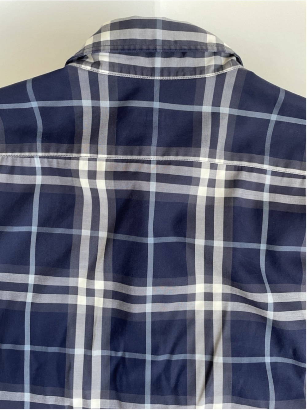 Burberry Shirt Mens XL Blue Plaid Check Short Sleeve Button Up - Picture 3 of 8
